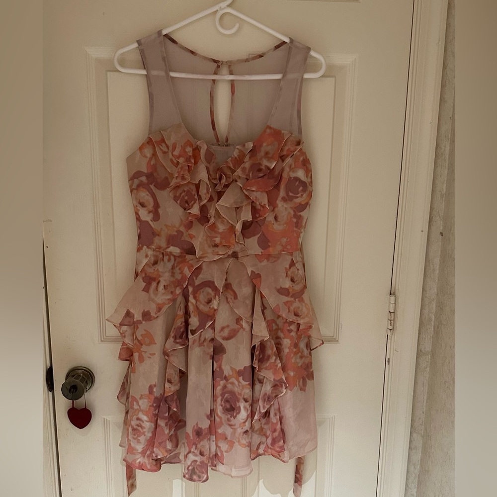 LC Lauren Conrad Blush and Coral Dress-Lovely, Light, Ruffled Chiffon